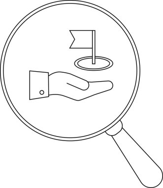 Bir büyüteç, dairenin üzerinde bayrak sallayan bir ele odaklanır.