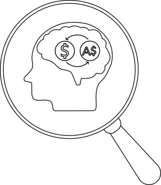 Büyüteç, para birimi dönüşümünü gösteren beyni olan bir profile odaklanır