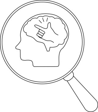 Büyüteç, işaret eden bir eli olan bir profili ortaya çıkarır.