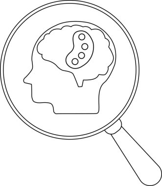 Palet içeren bir beyni olan bir kafa büyüteçle görülüyor.