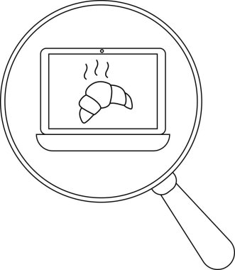 Ekranında ayçöreği gösteren bir dizüstü bilgisayar büyüteçle büyütülmüş.