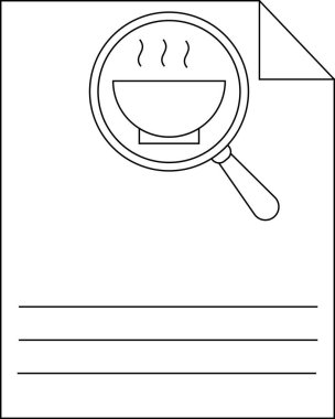 Büyütülmüş yemek kasesi kağıdın üzerinde.