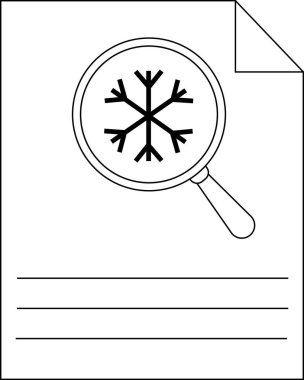 Büyüteç altında notlar için yeri olan bir kar tanesinin gösterildiği bir belge