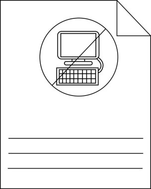 Bilgisayar sembolü olmayan bir belge Altında üç satır görünür