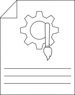 Belge Dosya Gear Ayarları ve Boya Fırçası Özelleştirme Simgesi Satır Sanatı