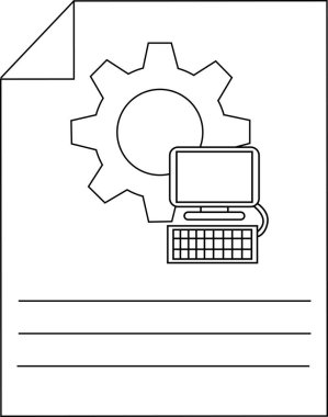 Teknik Belge Yapılandırma Simgesi Satır Sanatı