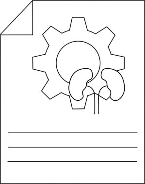 Tıbbi Belge Dosyası Gear Böbrek Ayarları Simge Çizgisi Resim Çizimi