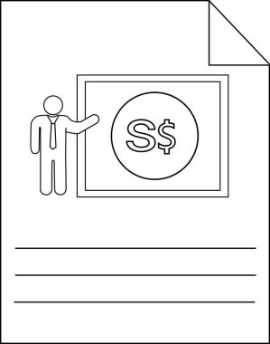 Singapur Dolar para birimi finansal ikon tasarımını sunan işadamı