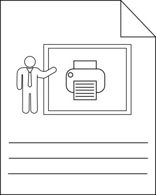 İş Sunumu Simgesi Ana Hattı Belge Yazdırma Talimatlarını Gösteriyor