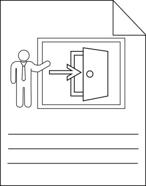 İşadamı Açık Kapı Giriş Giriş Giriş Simgesi Tasarımı Gösteriyor