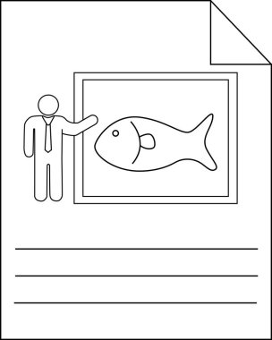 İş Sunumu Simgesi Balık Raporu Belge Satırı Sanatı Tartışması