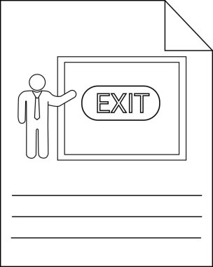 Çıkış İmza Simgesi Resim İşadamı Çıkış Belgesi Sayfasını Gösteriyor