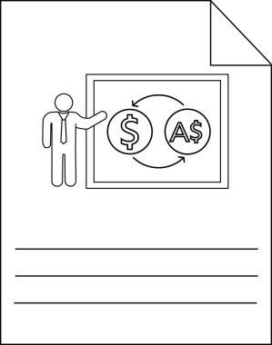 İş Para Birimi Değişimi Sunum Simgesi Resim Çizgisi Tasarımı