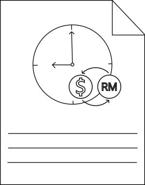 Zaman Para Kavramı Simge Satırı Çizim Doları Dönüşüm BelgesiName