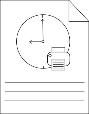 Zaman Yönetimi ve Yazdırma Belgesi Çalışma Akımı Simgesi Vektörü