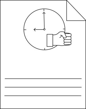 Zaman Yönetimi Belgesi Simgesi Satır Sanatı