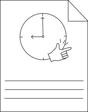 Saat ana hatlarını gösteren zaman ve belge simgesi