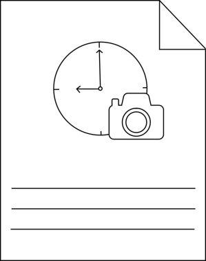 Kamera Saati Belgesi Taslak Simge Zaman Çizelgesi