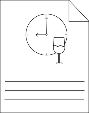Zaman Olay Zamanlaması Belge Simgesi Saat ve Şarap Camlı