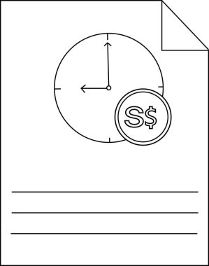 Zaman Para İş Belgesi Saat Para Simgesi Ana Hattı