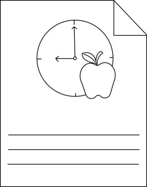 Okul Zamanı Eğitim Saati Elma Ana Hattı Simge Tasarımı