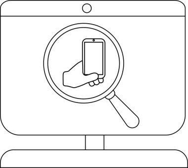 Akıllı telefon etkileşimini vurgulayan dijital büyüteç konsepti