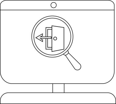 Bilgisayar büyütme cam simgesi veri alımını ve erişimini resimliyor.
