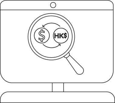 Ekranda USD ve HKD sembolleri bulunan Para Birimi Değişimi Konsepti