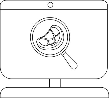 Dijital ekranda büyüteçle et denetimine yakın çekim.