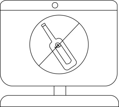Bilgisayar Ekranında Alkol Sembolü Yok, Dijital Detox Konsepti
