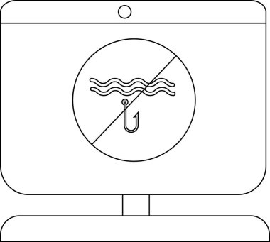Bilgisayar ekranı illüstrasyonuyla balıkçılık yasağı dijital kavramı.