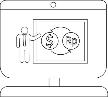 Para değişimi kavramını dijital ekranda sunan işadamı