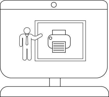 Yazıcı İllüstrasyonlu İş Sunumu Konsepti