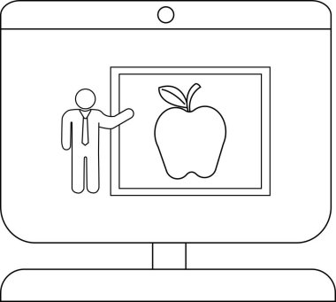 Elma resimli bir bilgisayar ekranında iş sunumu
