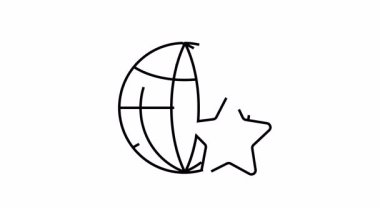 Küresel tanınma ve başarılar için yıldız simgesine sahip stilize dünya.