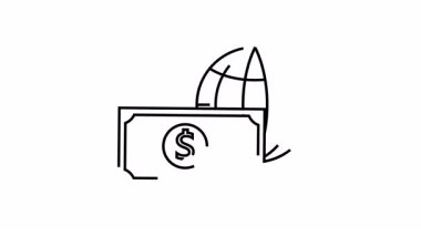 Dolar faturası ve dünya küresi illüstrasyonu ile küresel finans kavramı