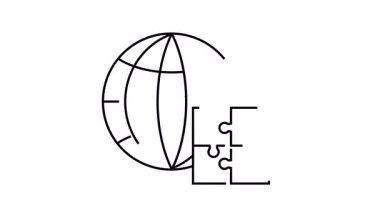 Yapboz parçaları ve küreyle küresel bağlantı ve takım çalışması kavramı.