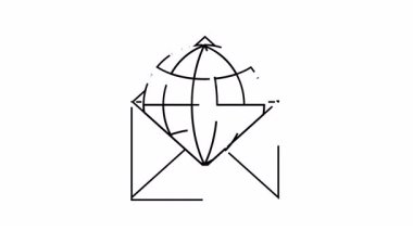 Küresel iletişimi temsil eden biçimlendirilmiş küre ve zarf simgesi.