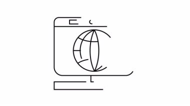 Dijital kavramlar için küresel illüstrasyonlu minimal web tasarımı.