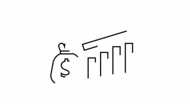 İş Başarı İçin Para Torbası Simgesiyle Mali Büyüme Grafiği.