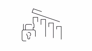 İş Kavramları için Kilit Simgesi ile Büyüme Çizelgesi Azalıyor