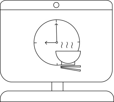Pişirme Zamanı: Bilgisayar Ekranında Bir Saat ve Bovling Gösterimi