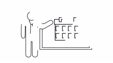 İş adamı bir takvim sunuyor, planlama ve organizasyonu temsil ediyor..