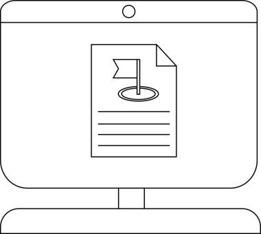 Belge ve bayrak simgesine sahip bir bilgisayarda modern dijital tasarım.