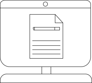 Ofis veya uzak çalışma için bilgisayar ekranında belgesi olan dijital çalışma alanı.