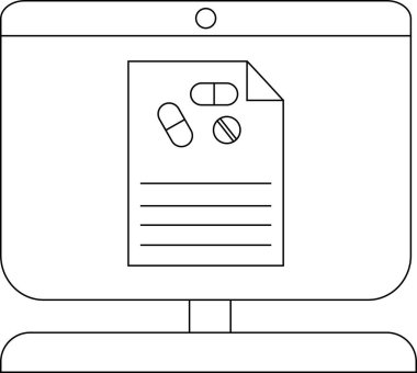 Sağlık ve ilaç yönetimini temsil eden haplarla birlikte dijital reçete defteri.