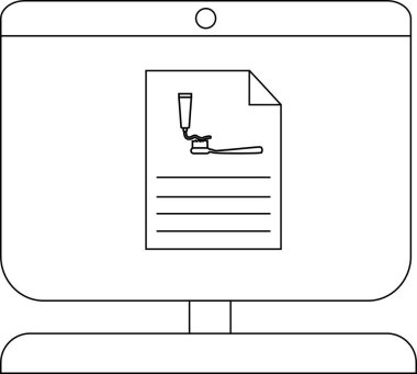 Belge ve boya tüpü resimli bir bilgisayar ekranının dijital çizimi