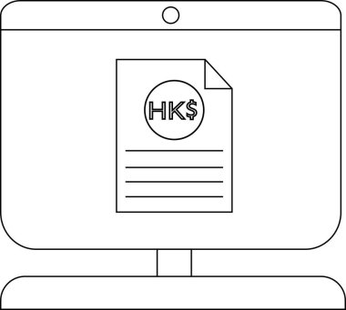 HK $para birimini gösteren bilgisayar ekranındaki mali belge görüntüsü