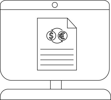 Para birimi konsepti finansal belge ile dijital ekranda.