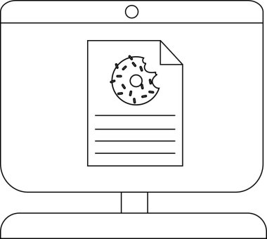 Yaratıcı projeler için bilgisayar ekranında sevimli çörek çizimi.